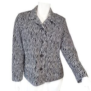 ALFRED DUNER Petite Career Jacket Black White Animal Texture Size 12P Career